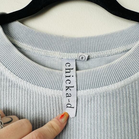 CHICA-D Light Gray, Multi Crew Neck Ribbed Sweatshirt; Size Small - Picture 8 of 9